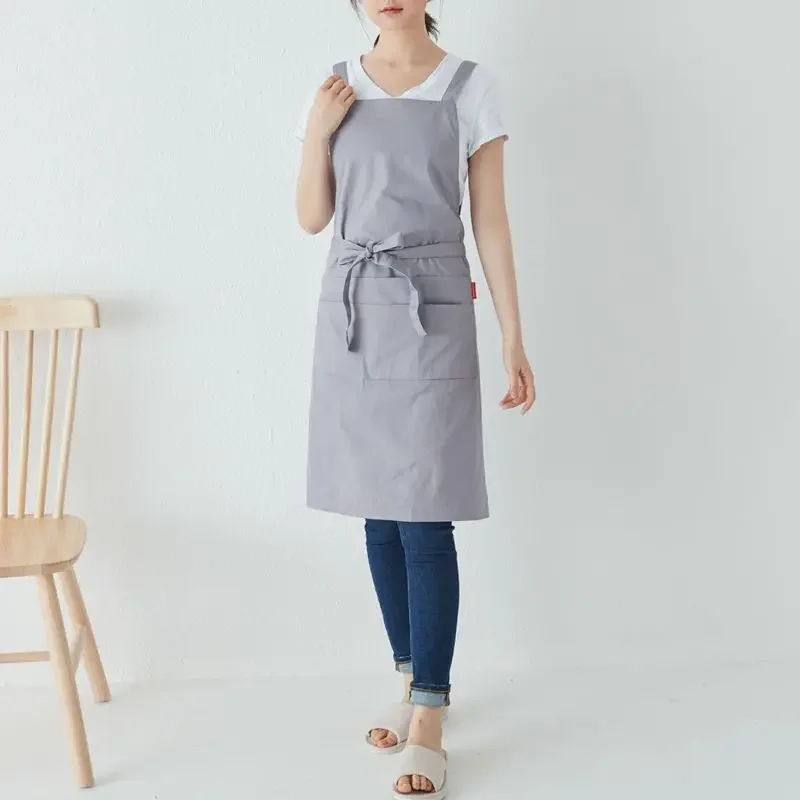 

Cotton Fashion Kitchen Aprons Woman Men Chef Work Apron For Grill Baking Restaurant Bar Shop Cafes Beauty Nails Studios Uniform