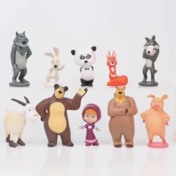 New 10Pieces Masha and the Bear Action Figure Anime Model Cartoon Toys For Friends Gifts