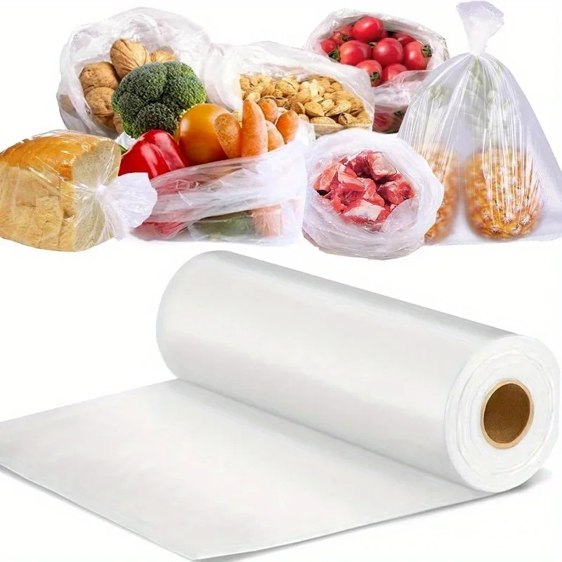 200pcs Large Transparent Disposable Food Storage Bags Self Sealing Plastic Pouch For Supermarket Convenience Store Keep Fresh