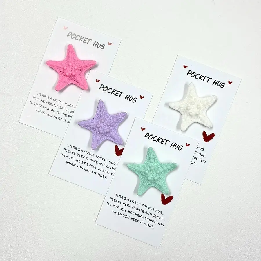 1/5/10/20/50/100pcs Set of Marine Style Macaron-Colored Starfish Pocket Hug Small Gift Card Set Multicolor Starfish Decorations