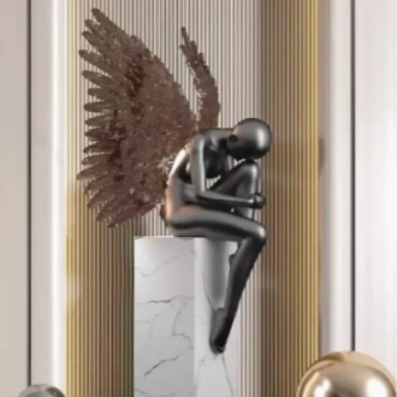 Modern creative sculpture ornaments, landing angel figure artworks, living room ornaments