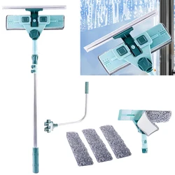 Telescopische Raamwisserreiniger 69Cm-145Cm, 2-In-1 Uitschuifbare Glazen Ruitenwisser Voor Hoge Ramen Binnen En Buiten
