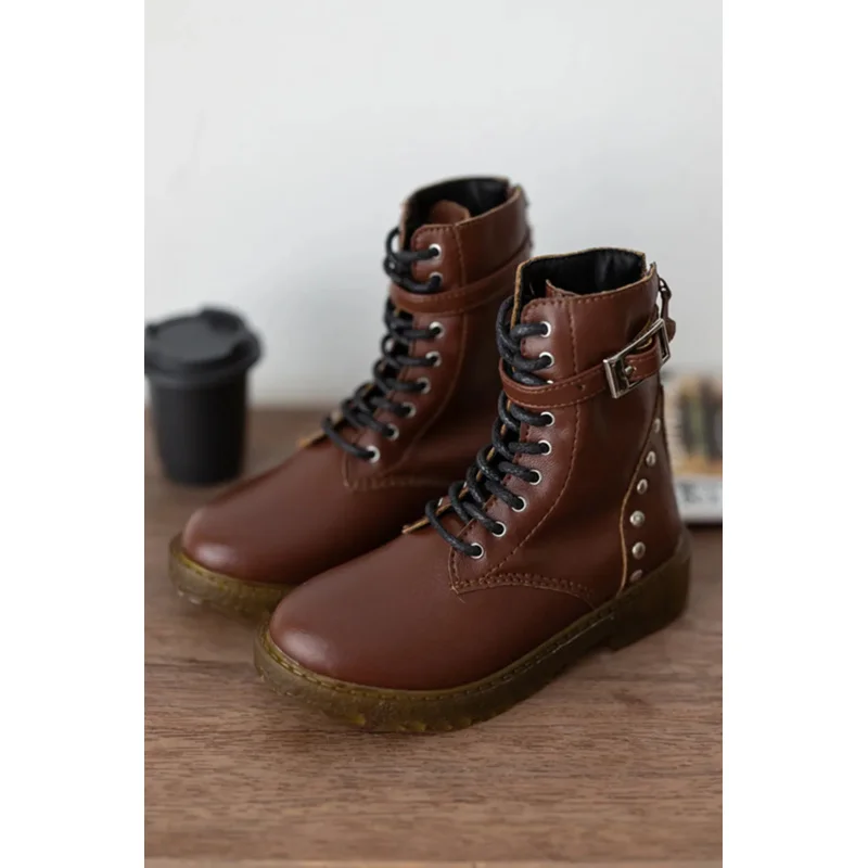 BJD/SD دمية الأحذية اللعب عالية الجودة الأولاد ID75 1/3 1/4 أسود براون جولة تو الجلود لينة سوليد حذاء من الجلد الهدايا إكسسوارات دمي #6