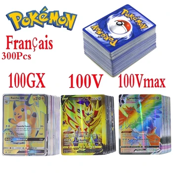 50-100Pcs Pokemon Card 100VMAX 100GX 200 GX Best Selling Children Battle French Spanish Version Game TOMY Pokemon Team  Cards