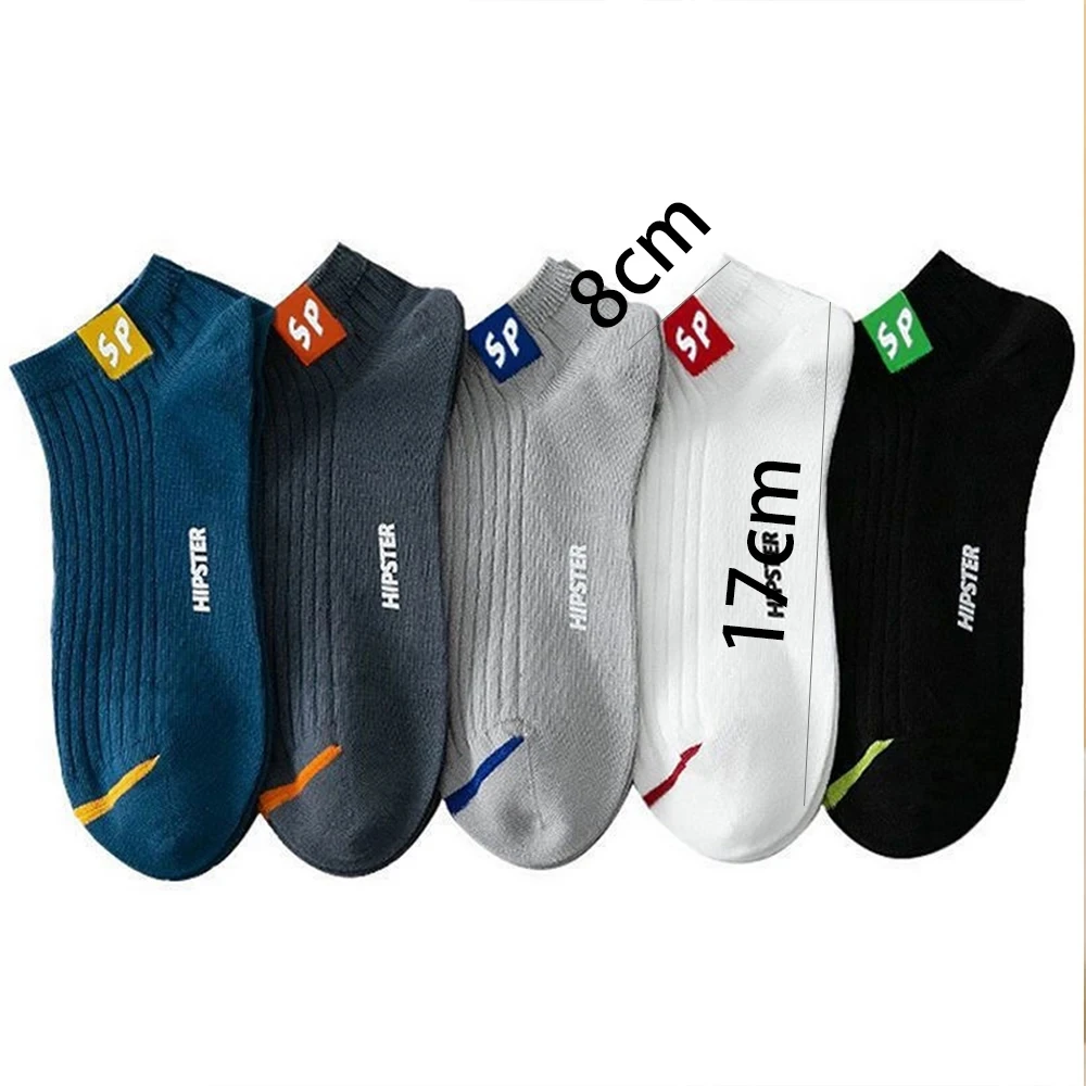 5 Pairs Men Short Socks With Versatile Letters High-Quality Breathable Boat Socks Low Chest Shallow Mouth Socks Men Casual Socks