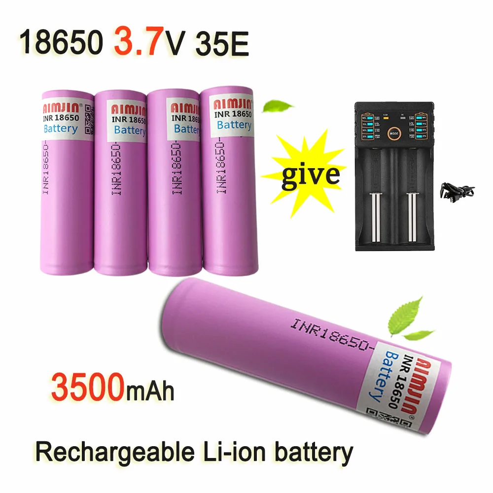 

3.7V 3500mAh 18650 35E For Our Toy Tool Flashlight Battery+USB Charger