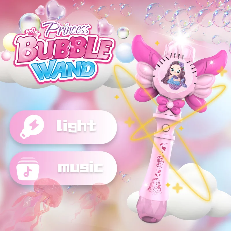 Różdżka do robienia baniek Myśliwka, ręczna maszyna do baniek z światłem i muzyką, prezent dla dziewczynki, dla dzieci