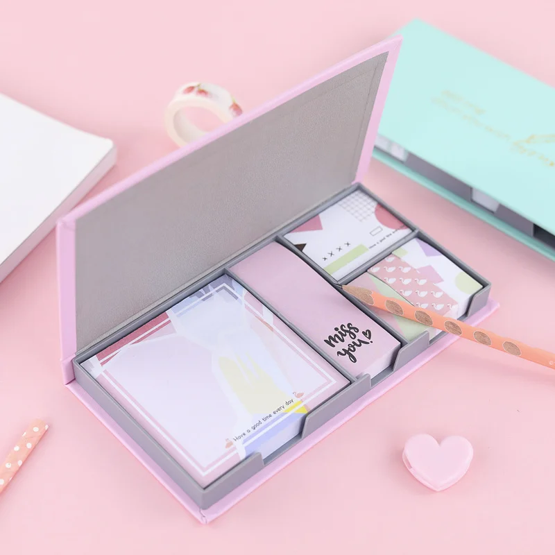 1 مجموعة لطيف ملاحظات لاصقة مجموعة Kawaii مذكرة الوسادة مخطط ملصقات صفحة العلم للمدرسة الفتيات الأعمال مكتب ديكور القرطاسية #1