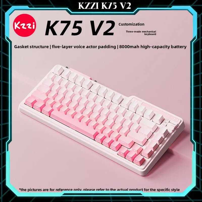 KZZI K75V2 Mechanical Keyboard 75% Gasket Mount Tri-mode Wireless Bluetooth 2.4G Hot Swap RGB Aesthetic Gaming Office Keyboard