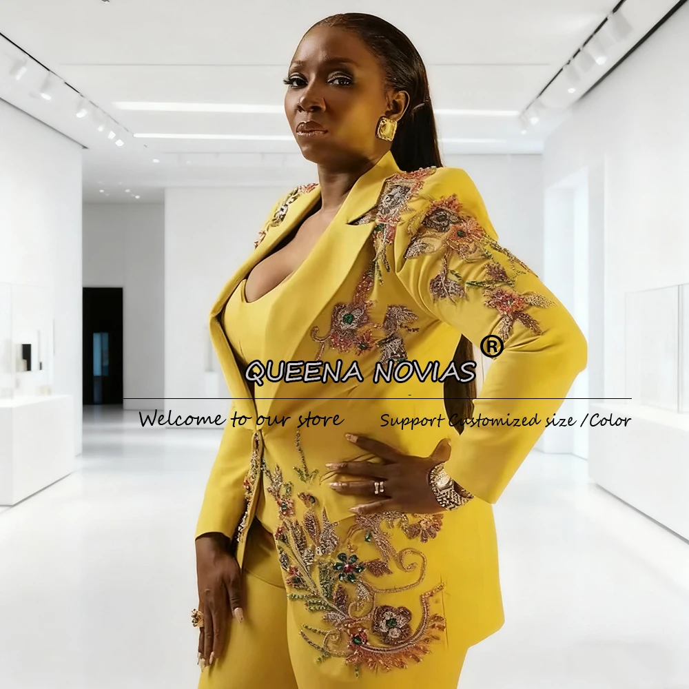 

Женские костюмы с блестящими кристаллами и бисером, комплекты из 2 предметов, платья для матери невесты, женские вечерние смокинги по индивидуальному заказу, роскошные