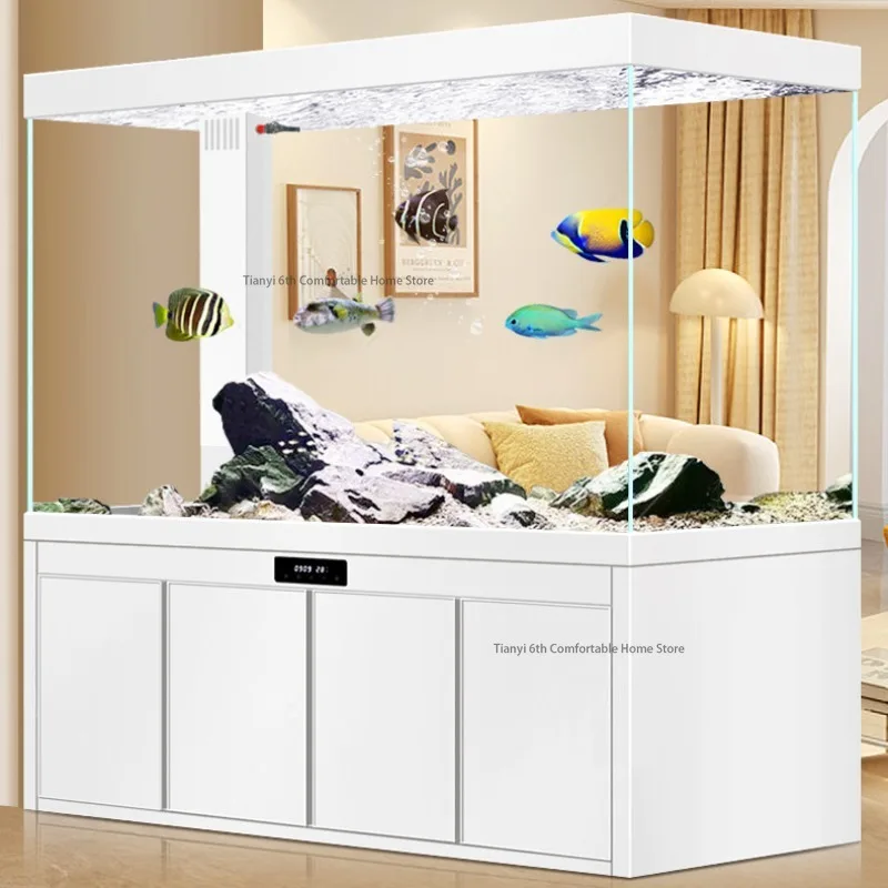 

Современный аквариум в скандинавском стиле, элитный, для гостиной, из ультрапрозрачного стекла, с разделителем, экологический, большой, для домашних животных, FYAQ