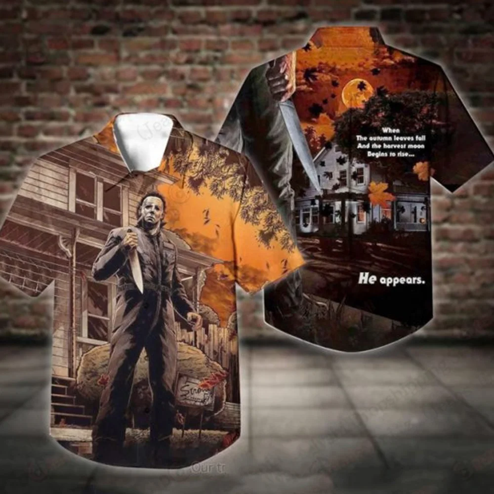 

Michael Myers Hawaiian Shirt Horror Movie Halloween 3d Print Hawaiian Shirts Short Sleeve Beach Lapel Shirt Mens Blouse Clothing