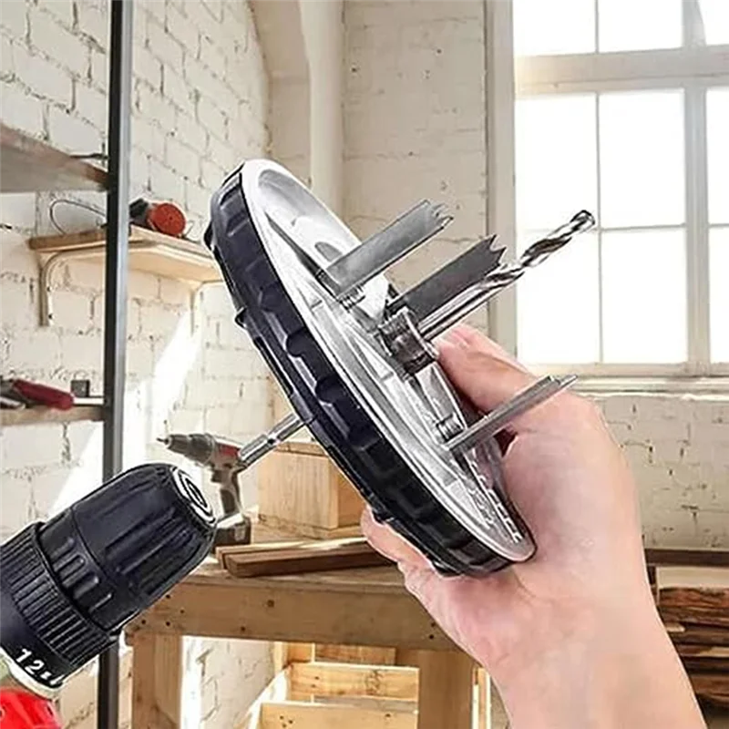 

AA19 Adjustable Punch Saw Tool For Drilling, Adjustable Punching Saw, Saw Diameter 45-130Mm With Bit And 9 Tooth Blades Reusable