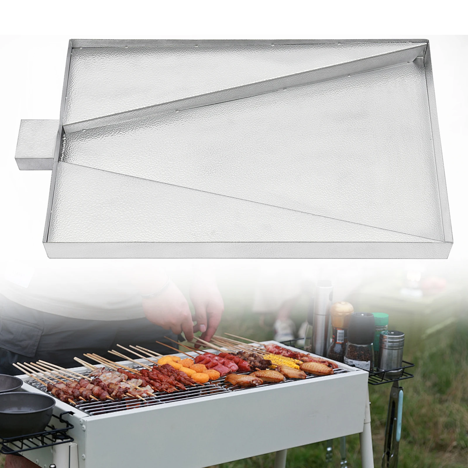 

Серебряный поддон для капель жира из нержавеющей стали, прямоугольные аксессуары для гриля, капельная кастрюля 49,53*31,45 см для большинства типов грилей