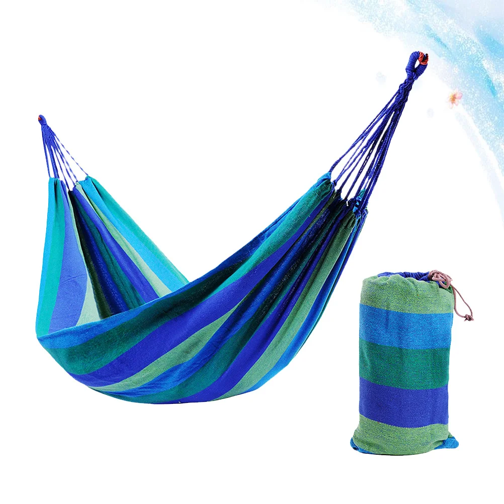 1 قطعة أرجوحة قماش مزدوجة سميكة 280x150 سنتيمتر تصميم قوس قزح الأزرق خفيفة الوزن المحمولة التخييم في الهواء الطلق السفر الاسترخاء هدية #3