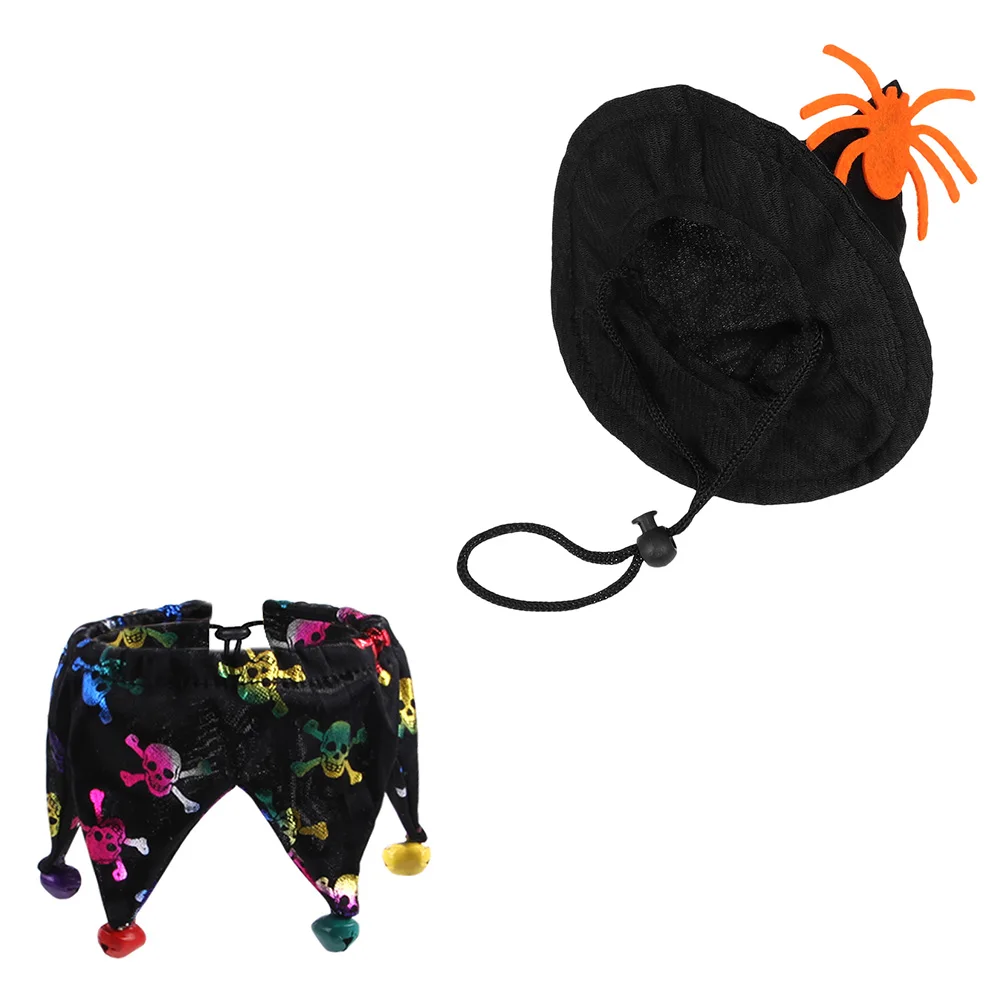 

1 set 1 Set Halloween Pet Headdress Skull Pattern Hat Scarf Costume Accessories For Dogs Cats Party Festival Decoration