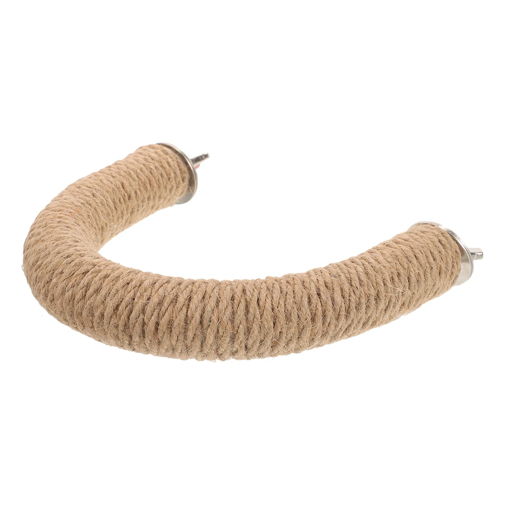 

Parrot Perch U-Shaped Jute Rope 15x19cm Cage Accessories Bird Swing Standing Toy Durable Stainless Steel Parakeet Play Chew