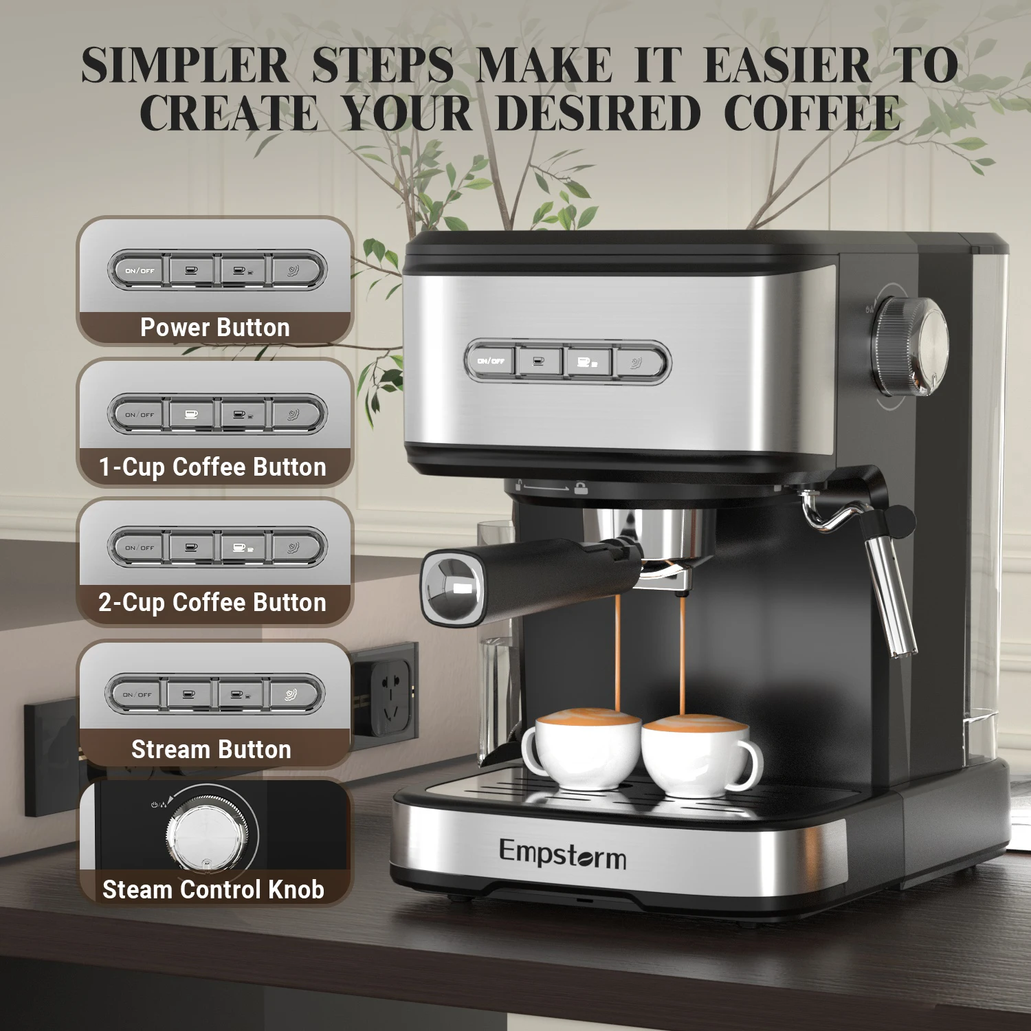Empstorm 01E Professional 20bar Semi-Automatic Coffee Maker Manual Espresso Discount Coffee Machine For Nespresso Capusles