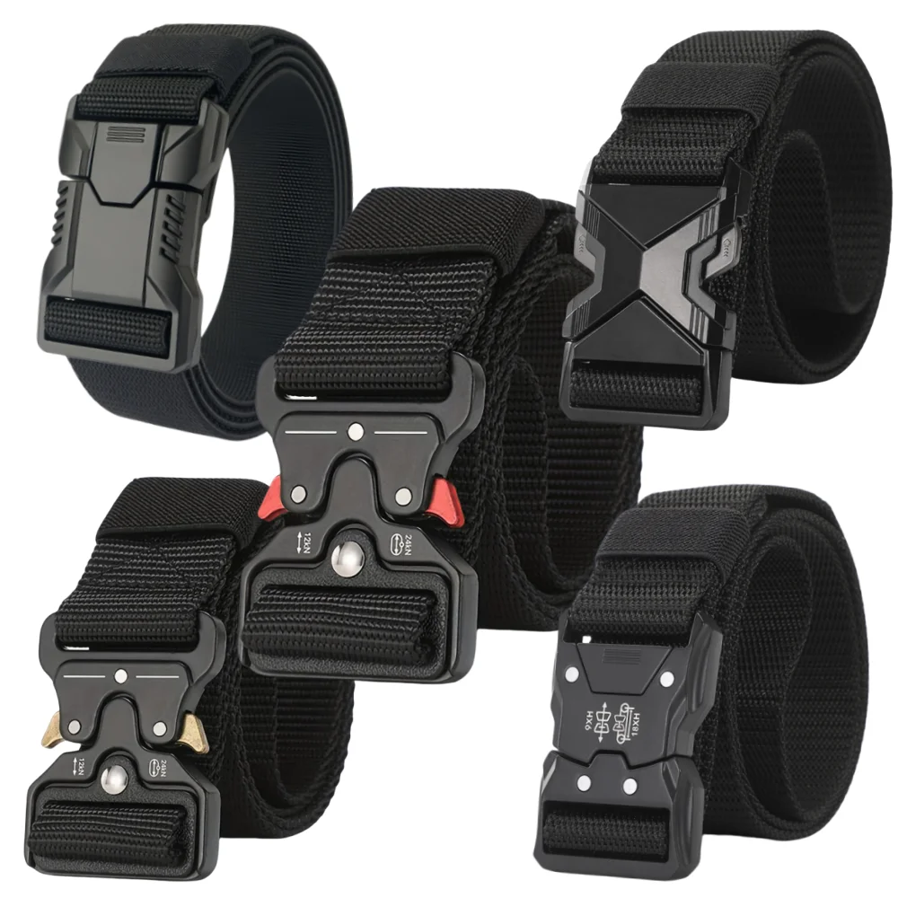 New Multiple Styles of Tactical Waist Belts The Men's Buckle Belt Nylon Braided Lightweight Breathable Daily Commuter Men's Belt