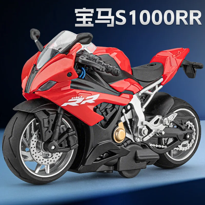 

Модель мотоцикла S1000RR из сплава, масштаб 1:14, с функцией отката назад, звуком, светом и амортизацией, коллекционный сувенир, подарок