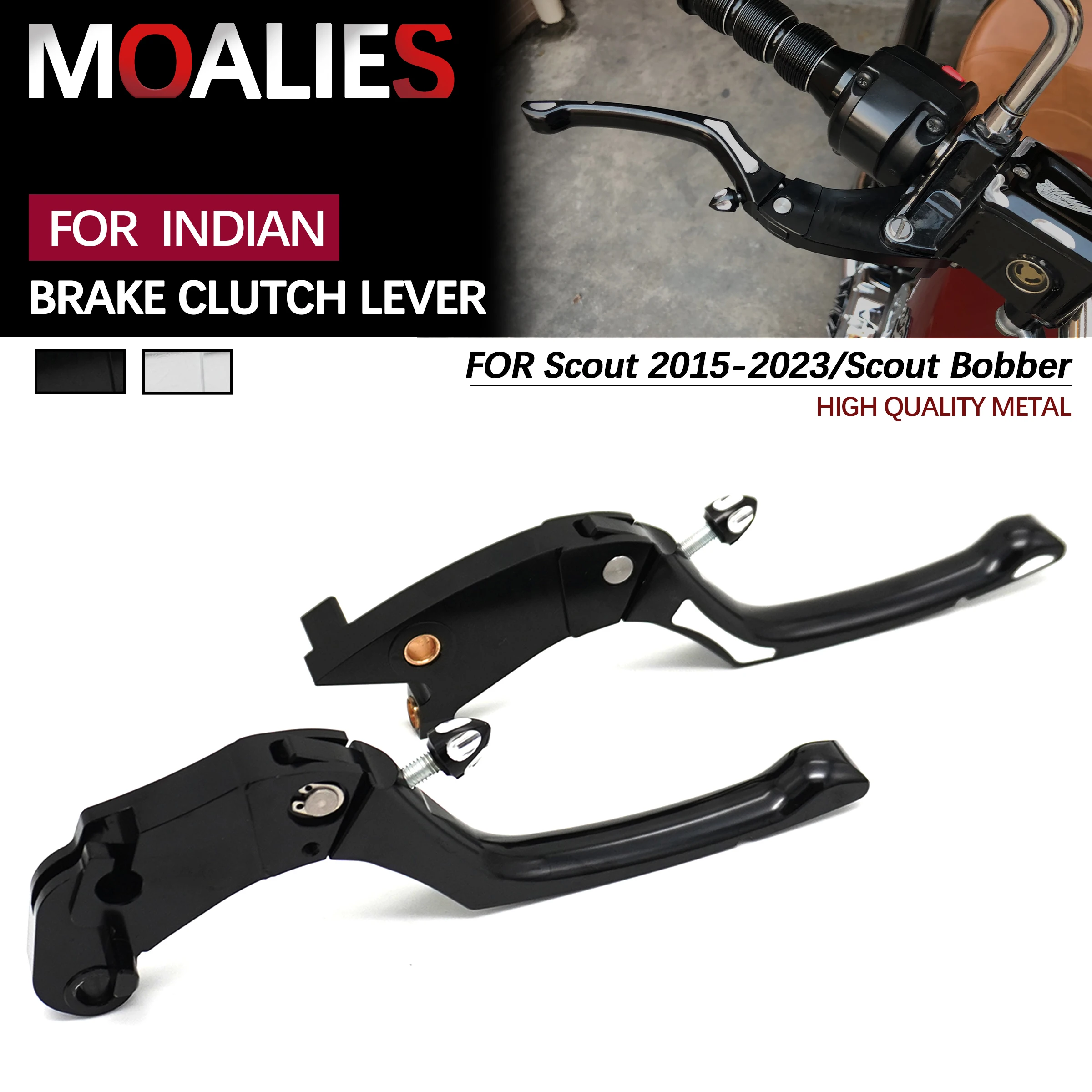 

For Indian Scout Sixty Scout Bobber Scout Icon 2015-2023 Motorcycle Brake Clutch Levers Hand Control Kit Black/Chrome