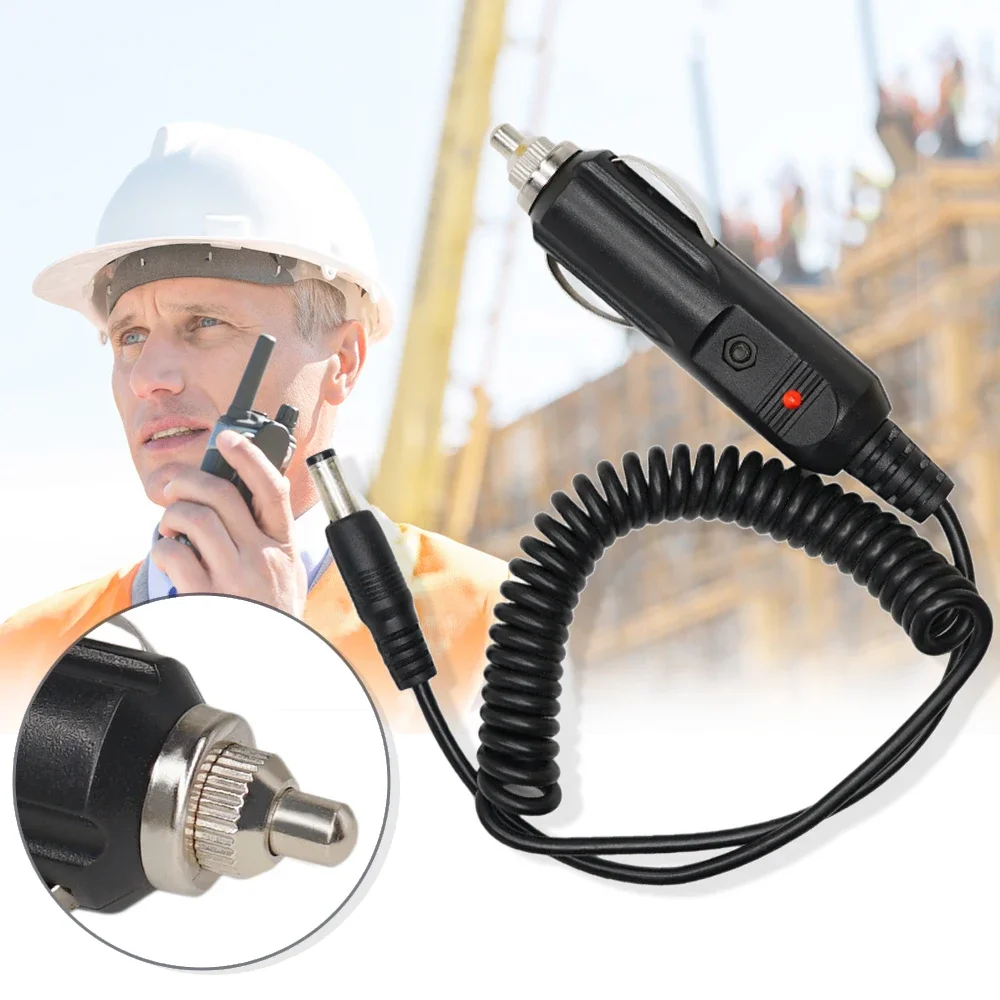 12V Power Car Charger Cigarette Lighter Spring Cable for Baofeng UV-5R UV9R UV-82 UV-9R  UV5RE 5RA Walkie Talkie Base Cord