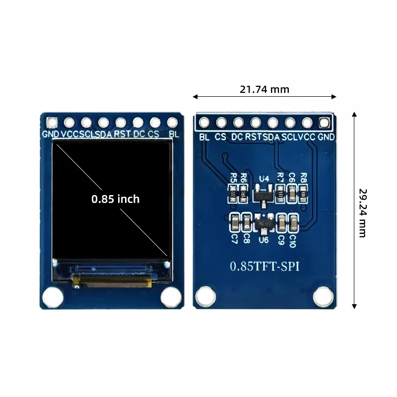 Módulo de exibição LCD TFT SPI 128x128 de 0,85 polegadas - IC de driver GC9107, tela quadrada para dispositivos IoT inteligentes
