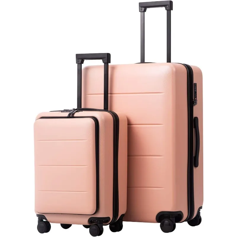 

Suitcase Piece Set Carry On ABS+PC Spinner Trolley with pocket Compartmnet Weekend Bag (Sakura pink, 2-piece Set)