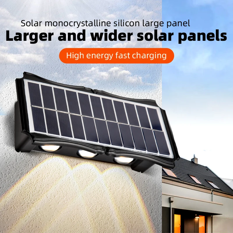 

Solar Led Light Outdoor Wall Lamps Up and Down Luminous Lighting External Night Light Lustre Garden Decoration Fense Wall Warm