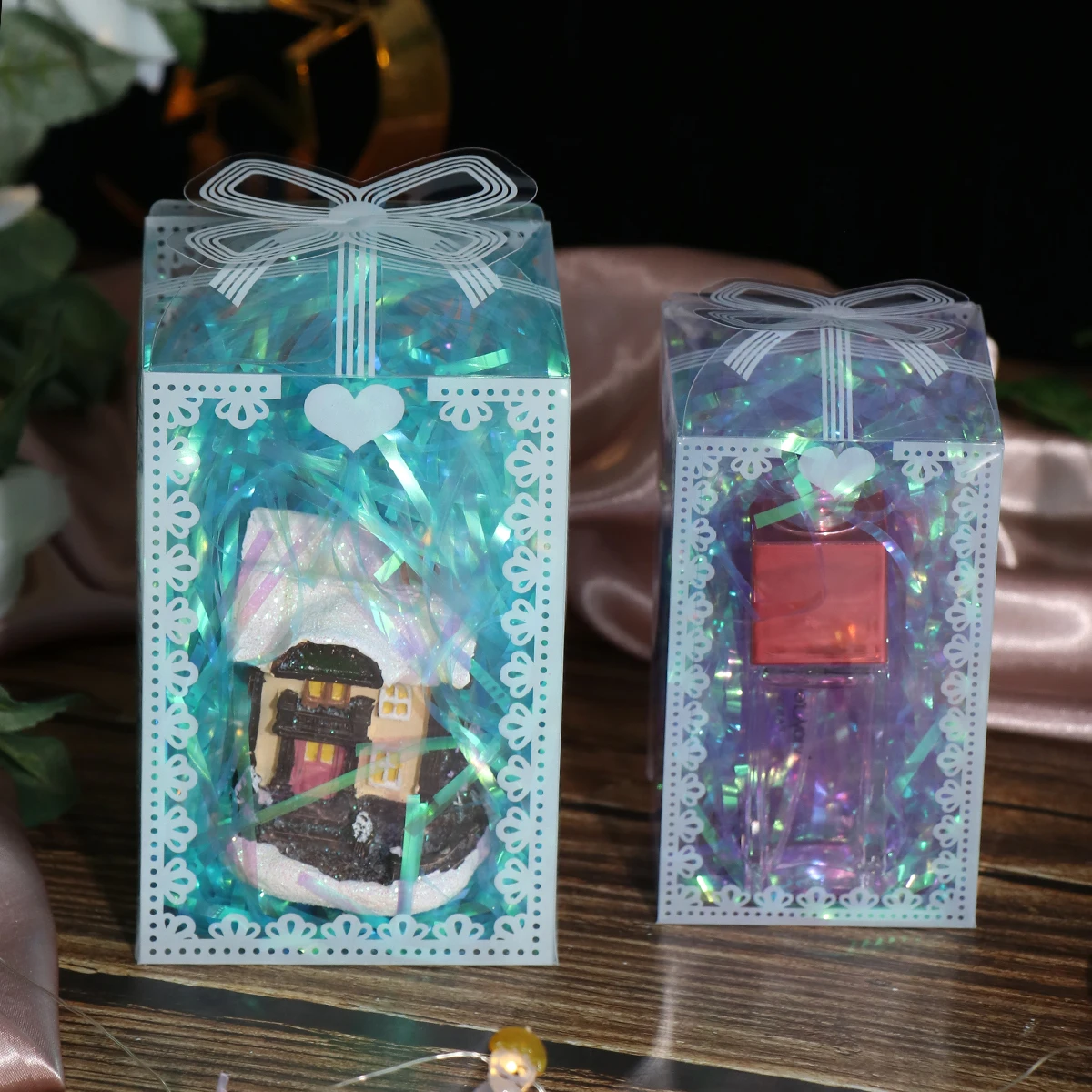 10 قطعة صندوق شفاف بولي كلوريد الفينيل عيد ميلاد الزفاف عيد الحب لصالح صندوق كعكة التعبئة والتغليف الشوكولاته الحلوى دراجي حفلة الحدث هدية