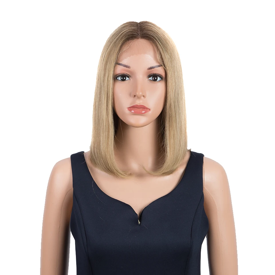 Trueme-Peluca de cabello humano liso para mujer, postizo de encaje frontal, corte Bob, color rubio, brasileño, transparente