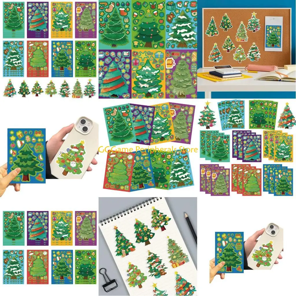 

U55B Set Of 24 Holiday Themed Puzzle Stickers PVC Tablets Skin Decorations Decals