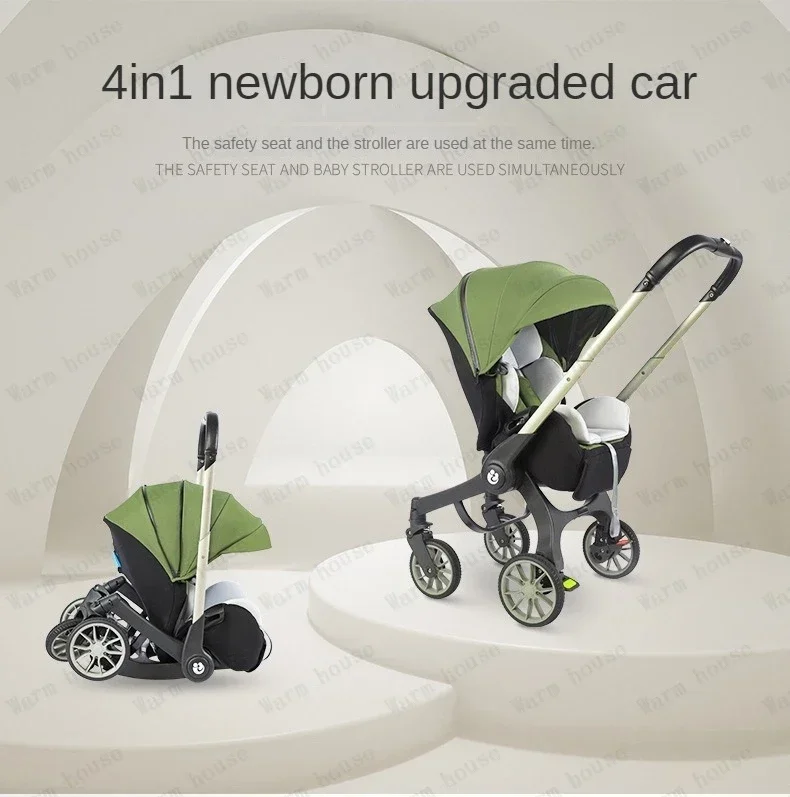 Kinderwagen 4 in1 multifunktion aler Neugeborenen Kinderwagen 3 in1 faltbarer Korb Typ leichter Kinderwagen – Detail 4