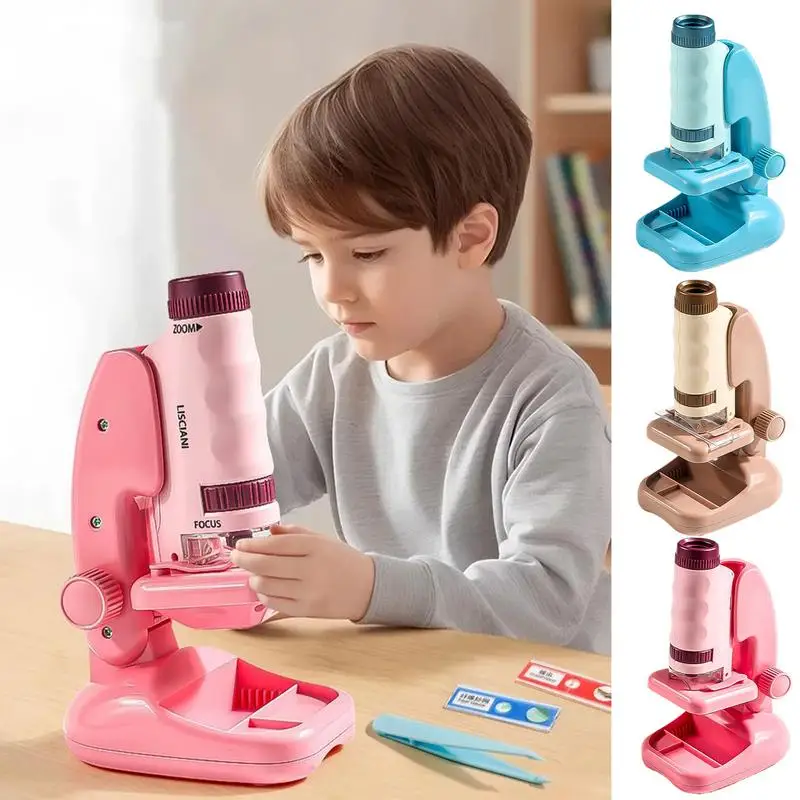 Microscopio para niños, experimento educativo, microscopio con luz Led, actividad de desarrollo temprano, experimento, juguete de aprendizaje para 2