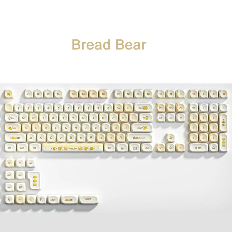 

Хлебный медведь MOA, высокоперсонализированный колпачок для клавиш, аниме-шар, PBT, пятисторонняя теплосублимационная тема, совместимая с серией 136.