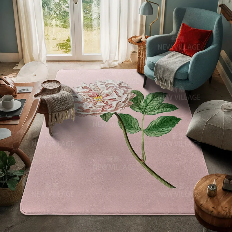 Scandinavian Botanical Flower Carpet Style Door Mat Entry Floor Mat Living Room Bedroom Cafe Room Decorative Floor Matt