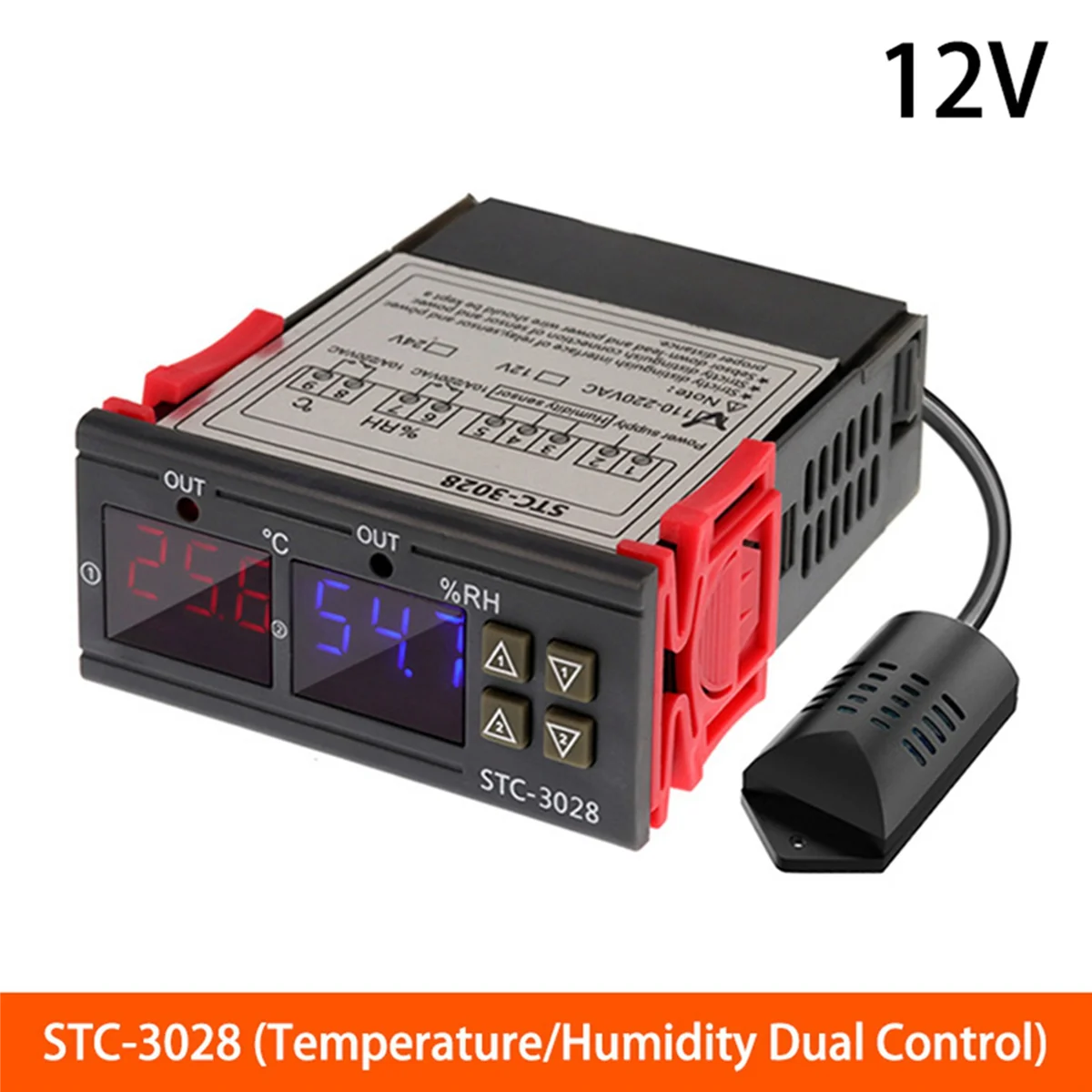 A20M 2X تيار مستمر 12 فولت المزدوج ترموستات رقمي التحكم في درجة الحرارة والرطوبة ميزان الحرارة الرطوبة حاضنة تحكم-3028