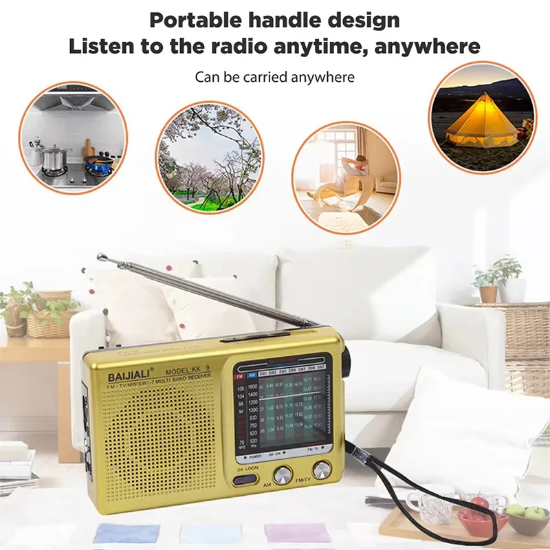 KK9 Portable Radio Full Band Mini Pocket Radio AM FM Radio LCD Display Digital Radio Battery Operated With Telescopic Antenna