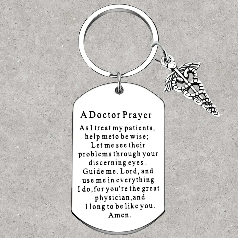 Hot A Doctors Prayer Keychain Medical Doctor Key Rings Doctor Retirement Jewelry