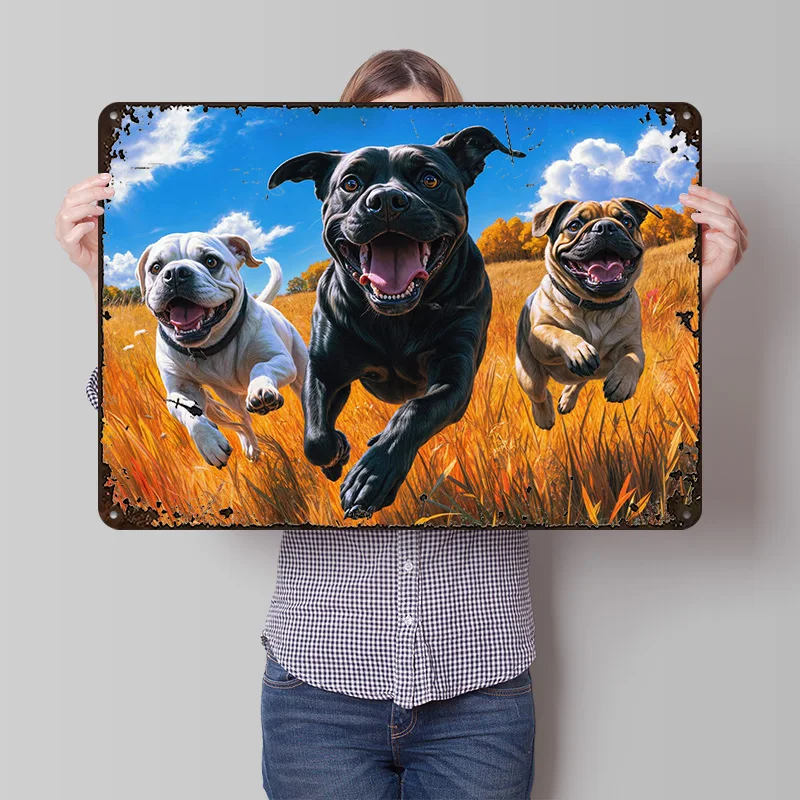 Chasing Dogs Metal Poster Customized Wall Art Retro Vintage Metal Signs for Man Cave Luxury Decoration Gaming Bar Accessories