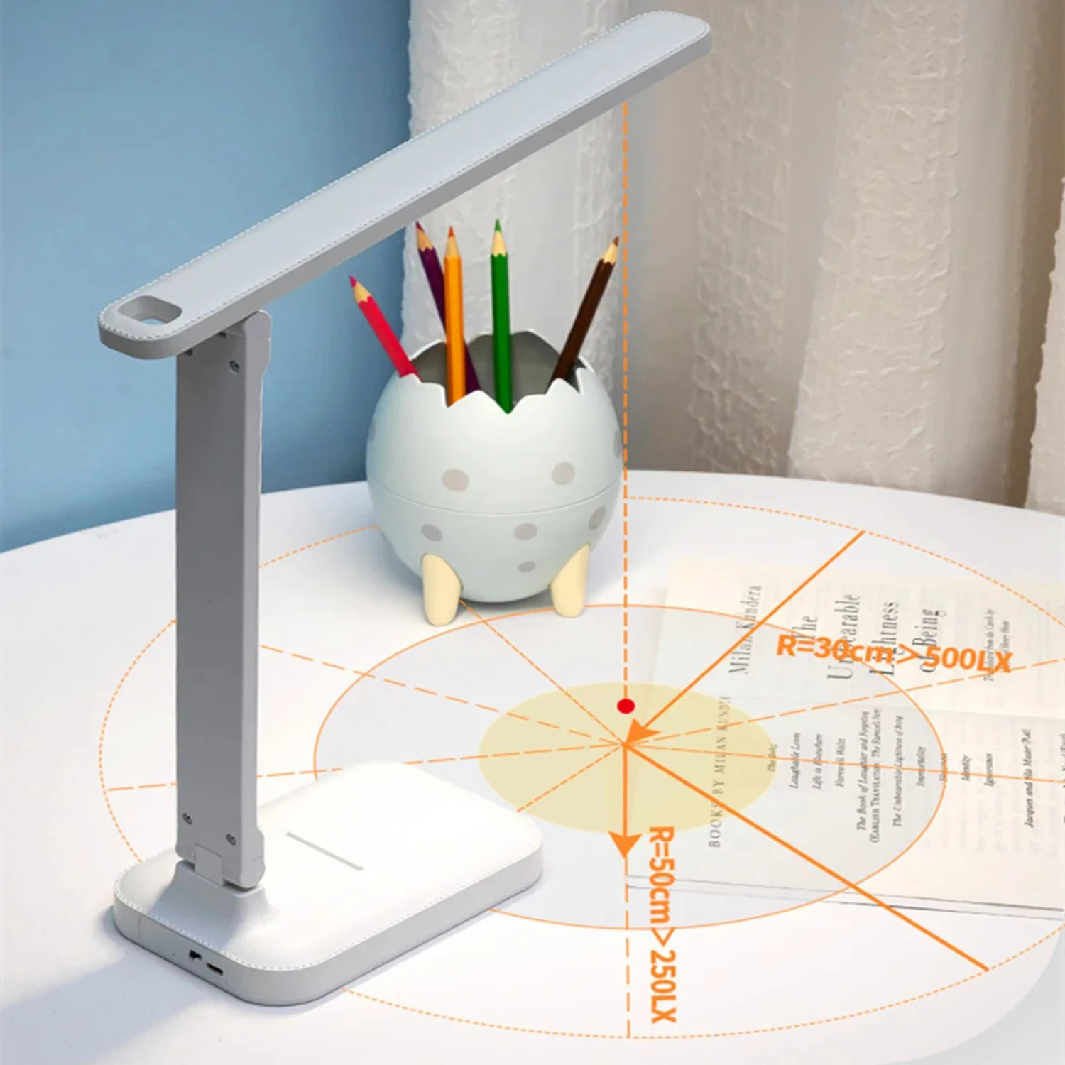 LED Desk Lamp Eye Protect  3 Levels Dimmable Office Light Foldable Table Lamp Bedside Lamp  Reading, dormitory study