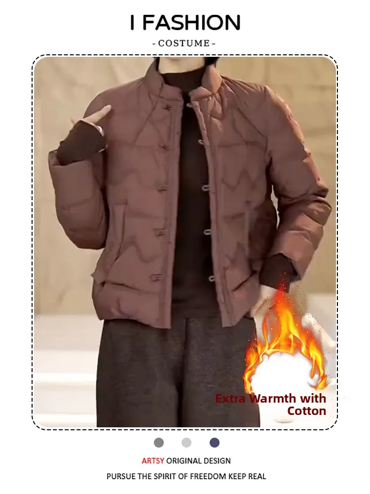 เสื้อแจ็คเก็ตผ้าฝ้ายผู้หญิงสไตล์เกาหลี แบรนด์ Thiened Fce รุ่นใหม่ล่าสุดสำหรับฤดูใบไม้ร่วง ดีไซน์ทันสมัย ปิดด้วยซิป แขนยาว ทรงกลม