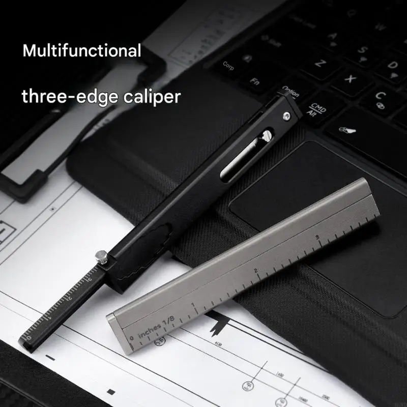 Multifunction Triangular Ruler with Sliding Extension, Removable Pencil, Clear Scale Lines, and Interfaces for H8WD