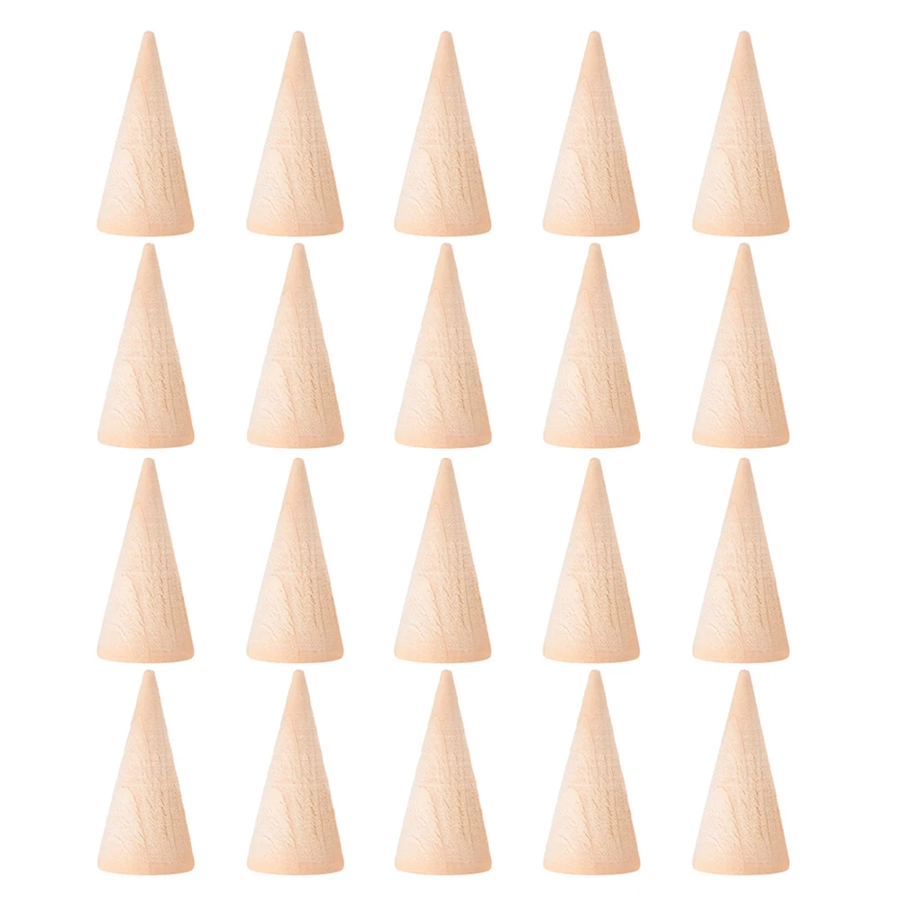

20 Pcs Geometric Ornaments Jewelry Display Stand Ring Cone Base Cardboard Rings Holder Wooden