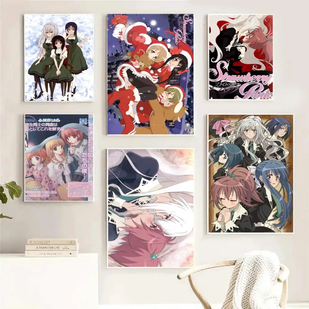 أنيمي الفراولة الذعر اللوحة الخط HD طباعة الحرة جدارية الفن صور لغرفة المعيشة ديكور جدران المنزل قماش المشارك #2