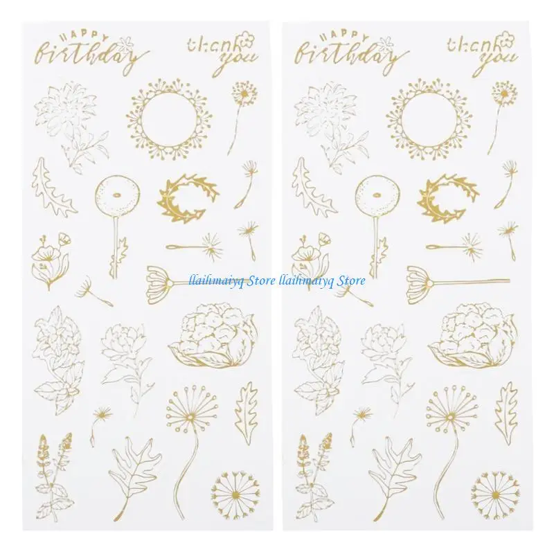 573B UV Epoxy Resin Fillings Gold Flower Wishes Letters Stickers Resin Mold Decors Stickers for DIY Jewelry Casting Mold