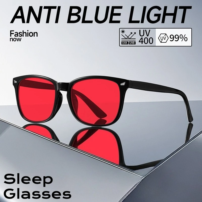 Unisex Rot-Gelb-Orange Getönte Anti-Blaulicht-Brille, Nacht-Schlaf-Rotlinsen-Filter-Brille zur Linderung von Augenbelastung