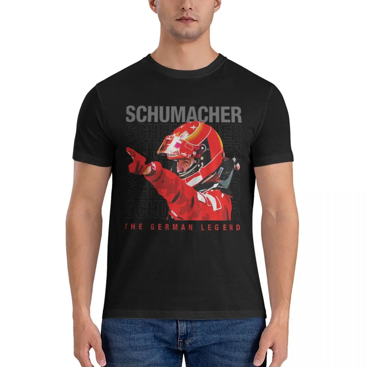 Stylish T-Shirts Men Michael Schumacher Vintage Pure Cotton Tees Crew Neck Short Sleeve T Shirt Printed Tops