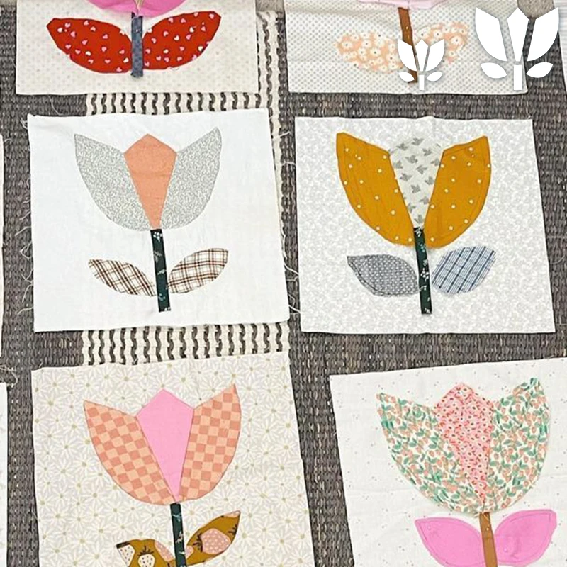 YOMDID 6 قطع مسطرة خياطة بنمط التوليب DIY PET قالب خياطة بنمط الأزهار متعدد الحجم - قالب قطع اللحف بنفسك