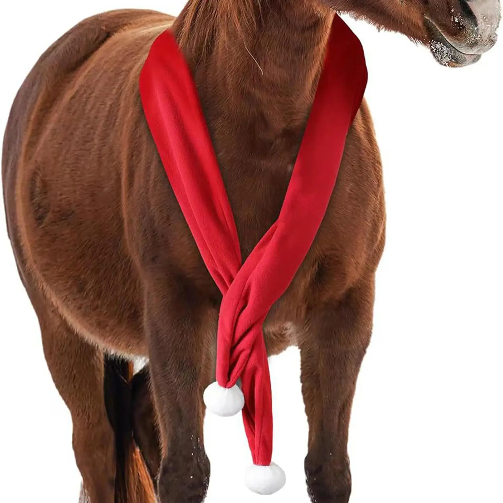 وشاح حصان عيد الميلاد، بطانية قطيفة حمراء دافئة احتفالية للخيول، ديكور عملي للعطلات والهدايا #1